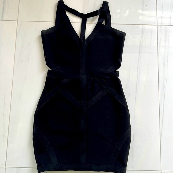 Black Bandage Dress with Zip Back Size S - Picture 2 of 5